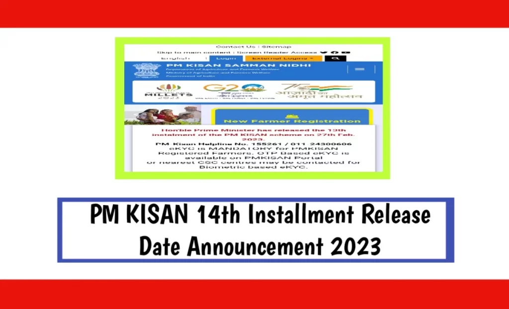 PM Kisan 14th Installment Release Date Announcement 2023
