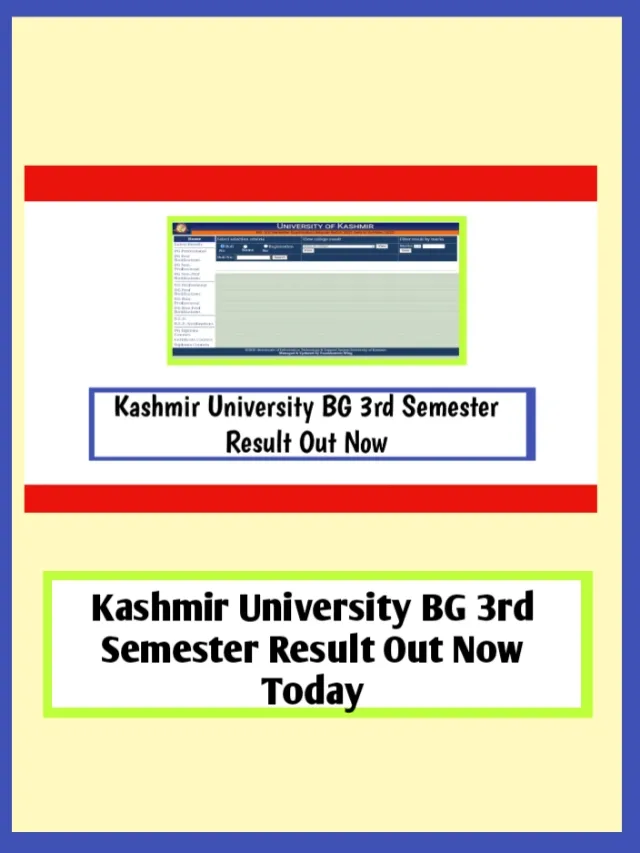 Kashmir University BG 3rd Semester Result Out Now Today