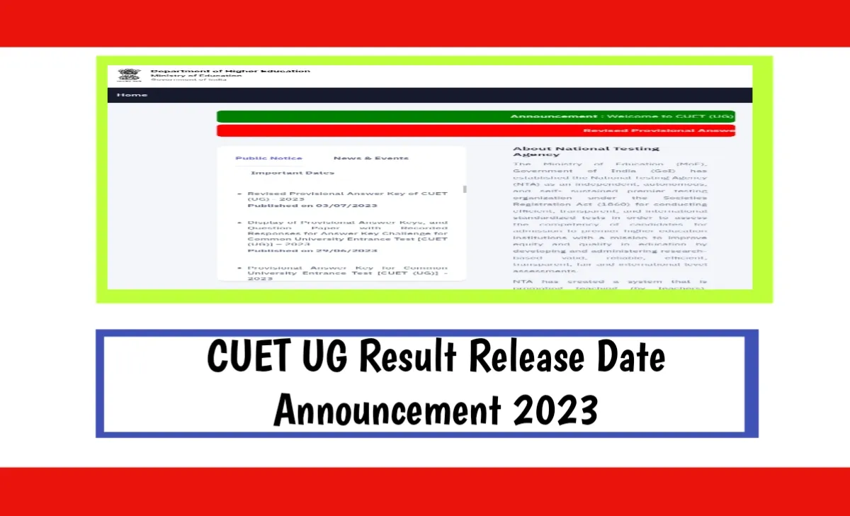 CUET UG Result Release Date Announcement 2023