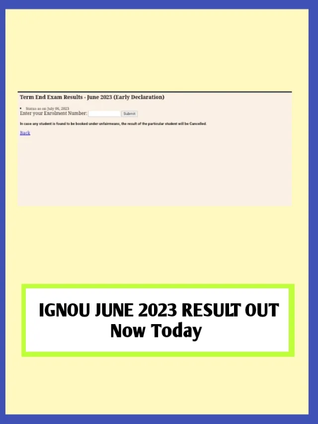 IGNOU June 2023 Result Out Now Today