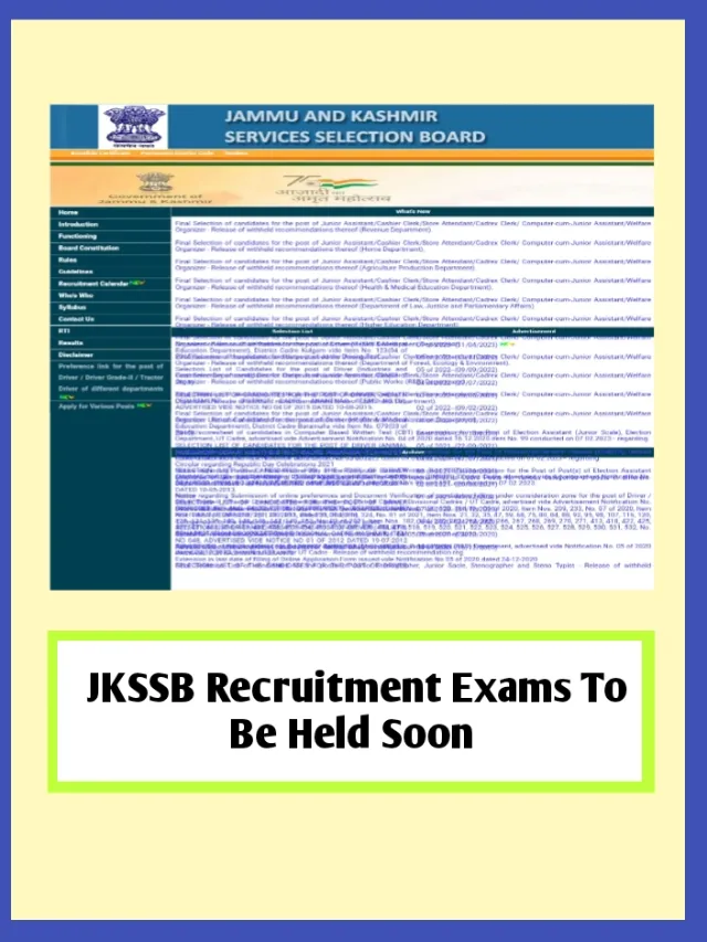 JKSSB Recruitment Exams To Be Held Soon