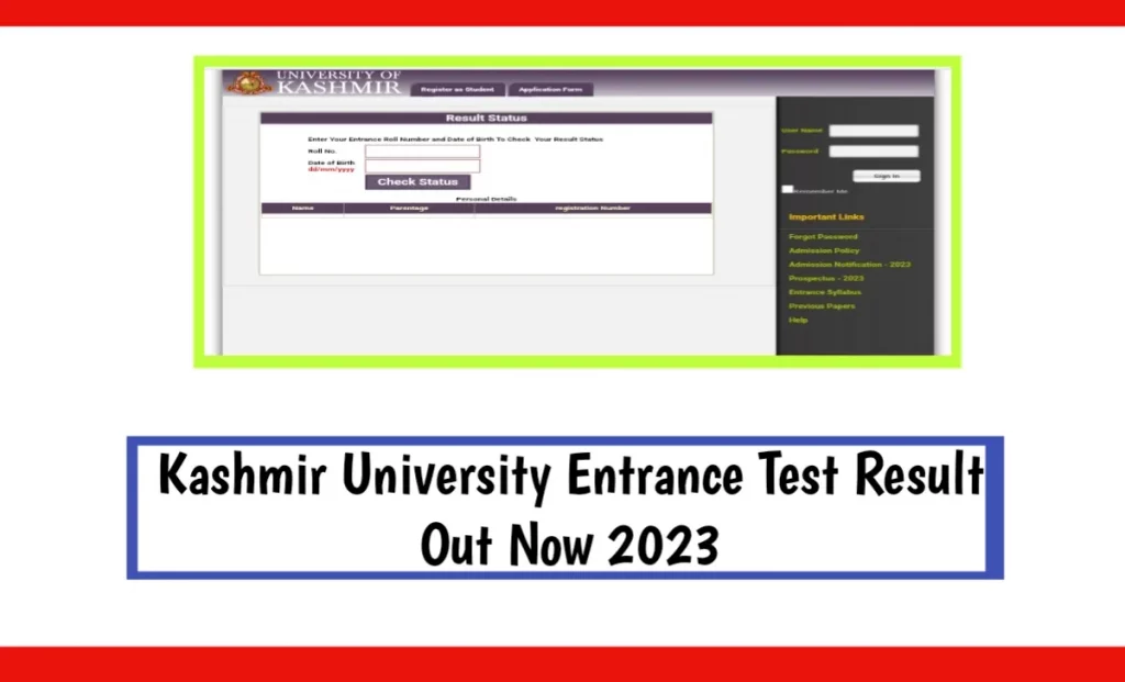 Kashmir University Entrance Test Result Out Now 2023