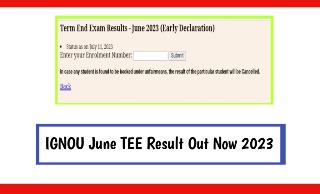IGNOU June TEE Result Out Now 2023