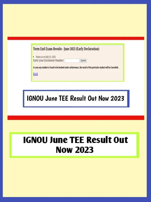 IGNOU June TEE Result Out Now 2023