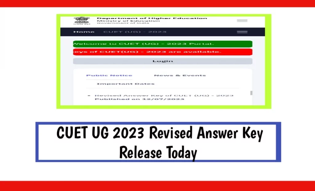 CUET UG 2023 Revised Answer Key Released Today