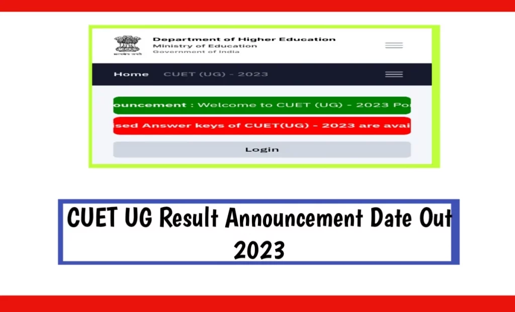 CUET UG Result Announcement Date Out 2023