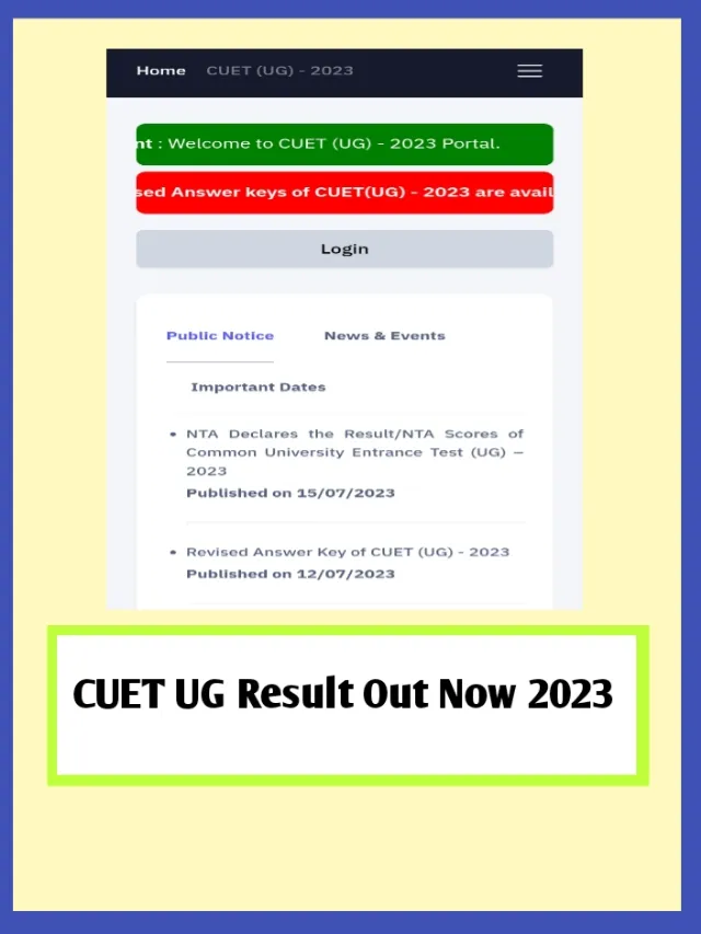 CUET UG Entrance Exam Result Out Today 2023