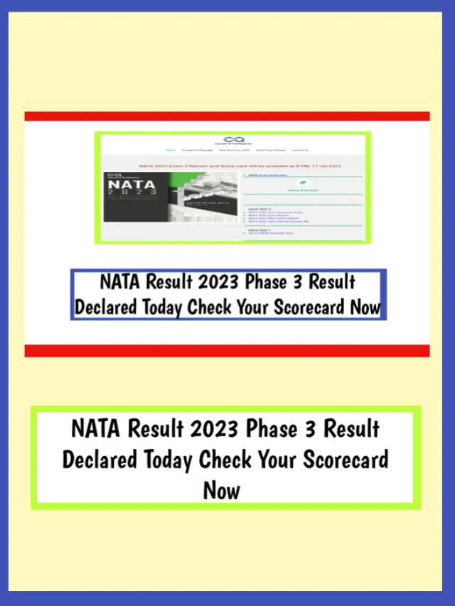 NATA Result 2023 Phase 3 Result Declared Today Check Your Scorecard Now