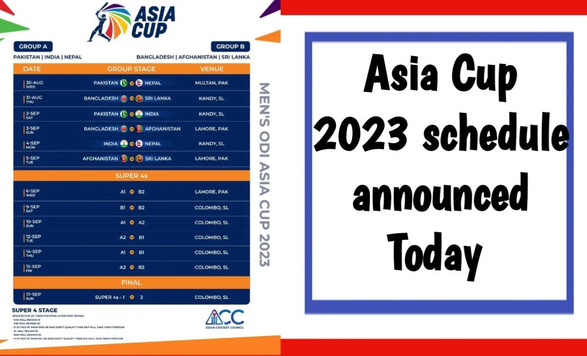 Asia Cup 2023 schedule announced Today