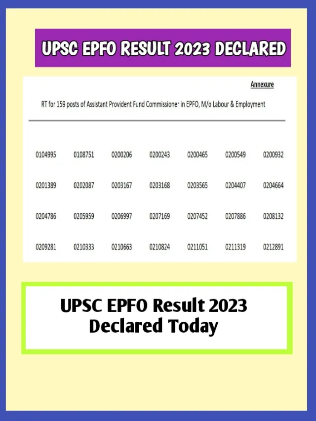 UPSC EPFO Result 2023 Declared Today