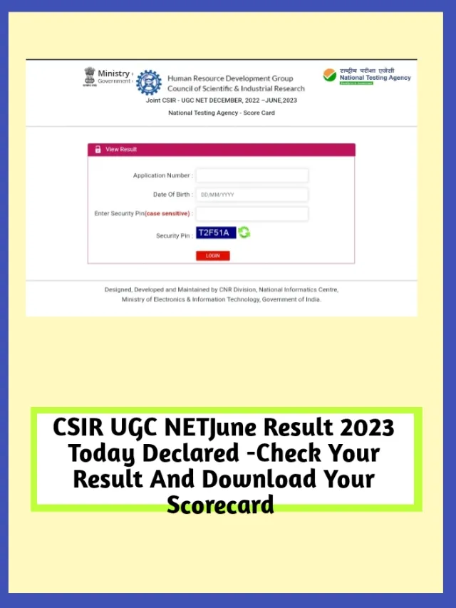 CSIR UGC NET June 2023 Exam Result Declared Today