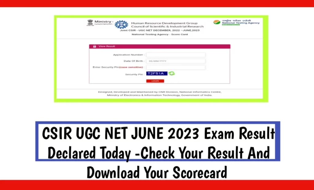 CSIR UGC NET June 2023 Exam Result Declared Today
